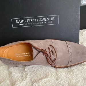 MENS Saks Fifth Ave Grey Suede Lace-up shoe
